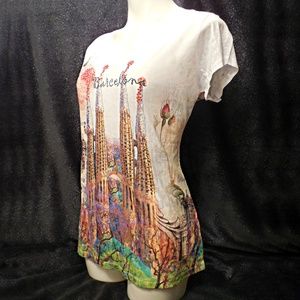 Barcelona Devore Fabric T-Shirt Sagrada Familia XL